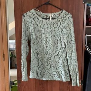 Lauren Conrad sage green flowy blouse